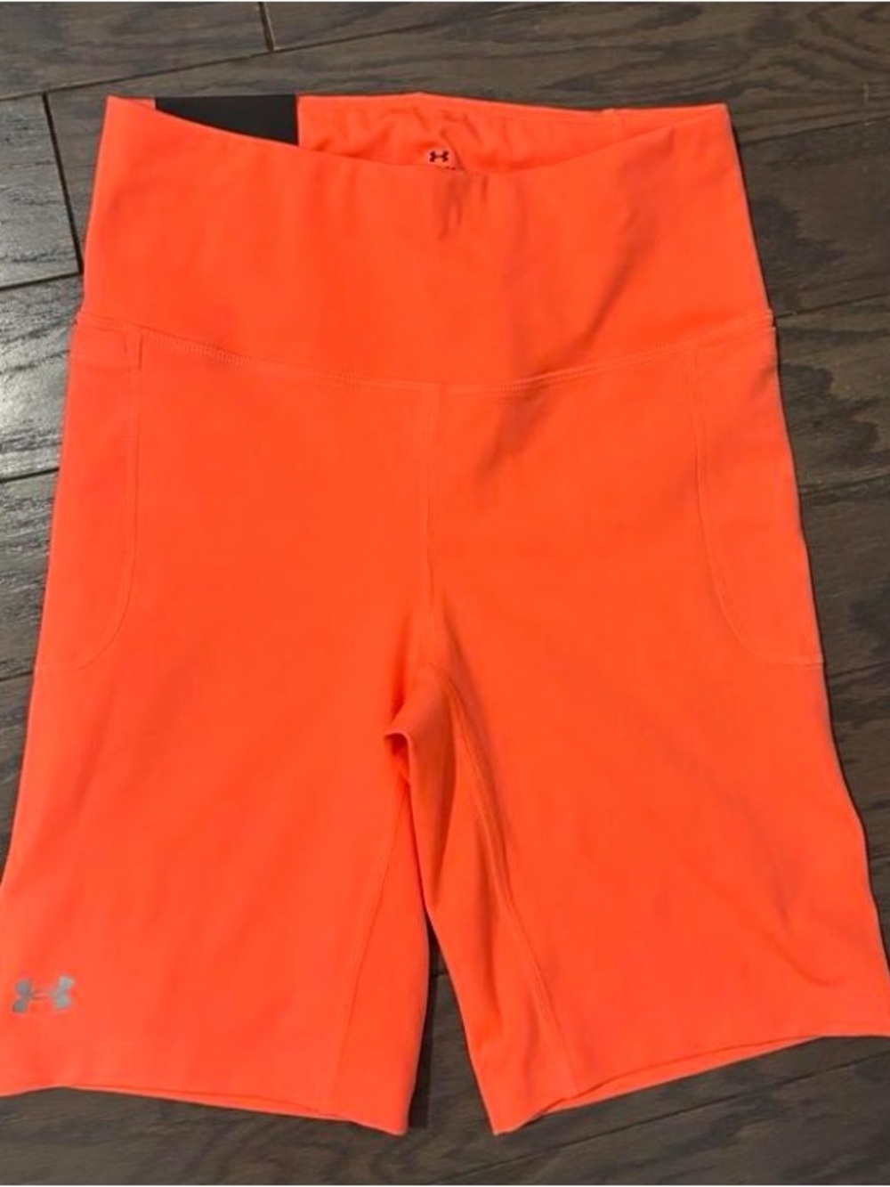 Under Armour Women's High-Waist Neon Orange Bike Shorts